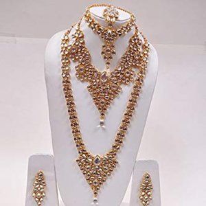 Indian Bridal 9 pieces Necklace Set Kundan